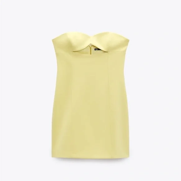 Zara Yellow Strapless Cut Out Dress - Picture 16 of 17